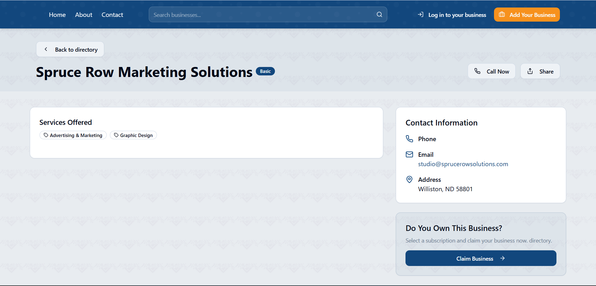 Basic business profile